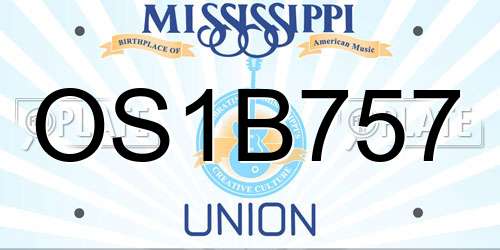 OS1B757 Mississippi License Plate