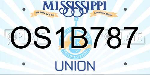 OS1B787 Mississippi License Plate