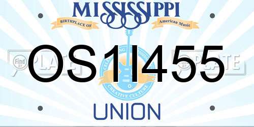 OS1I455 Mississippi License Plate