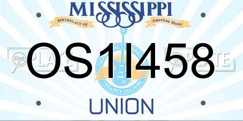 OS1I458 Mississippi License Plate