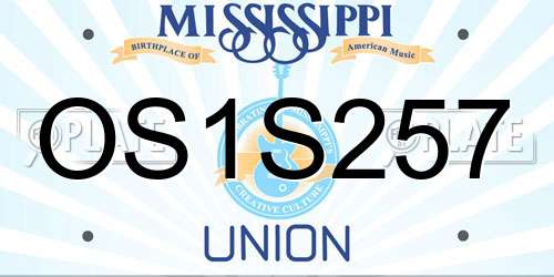 OS1S257 Mississippi License Plate