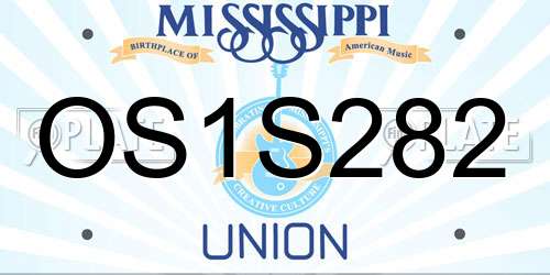 OS1S282 Mississippi License Plate