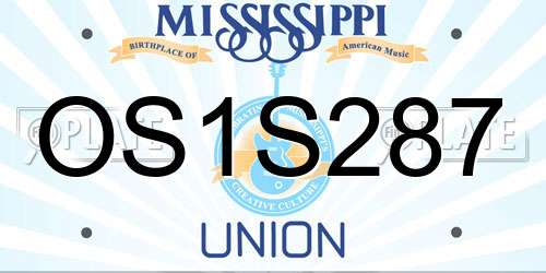 OS1S287 Mississippi License Plate