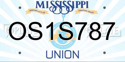 OS1S787 Mississippi License Plate