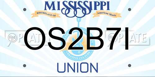 OS2B7I Mississippi License Plate