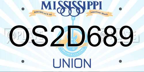 OS2D689 Mississippi License Plate