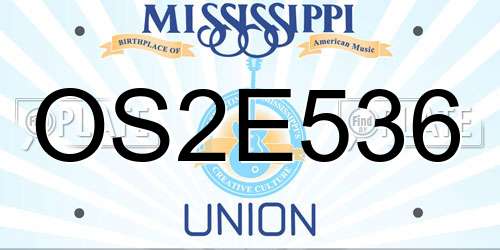 OS2E536 Mississippi License Plate