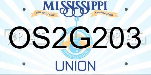 OS2G203 Mississippi License Plate