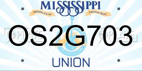 OS2G703 Mississippi License Plate