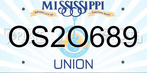 OS2O689 Mississippi License Plate