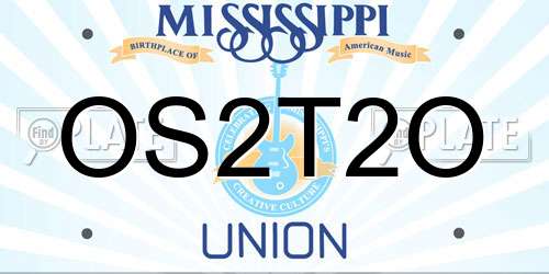 OS2T2O Mississippi License Plate