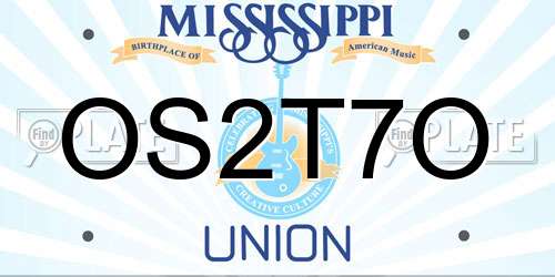 OS2T7O Mississippi License Plate