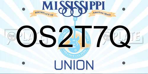 OS2T7Q Mississippi License Plate