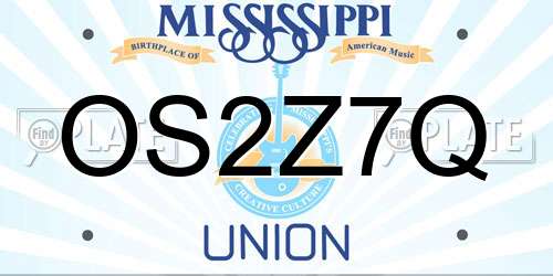 OS2Z7Q Mississippi License Plate