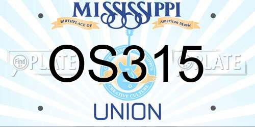OS315 Mississippi License Plate