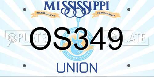 OS349 Mississippi License Plate