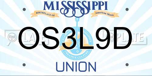 OS3L9D Mississippi License Plate