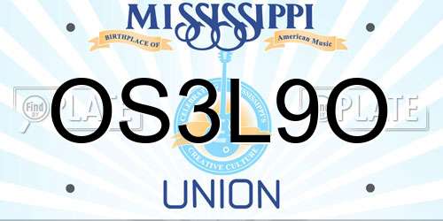OS3L9O Mississippi License Plate