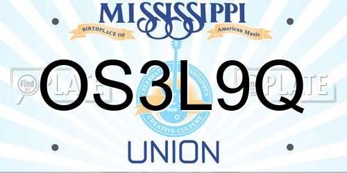 OS3L9Q Mississippi License Plate