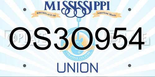 OS3O954 Mississippi License Plate