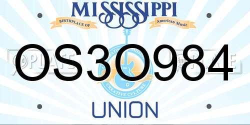 OS3O984 Mississippi License Plate