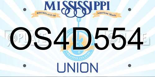 OS4D554 Mississippi License Plate
