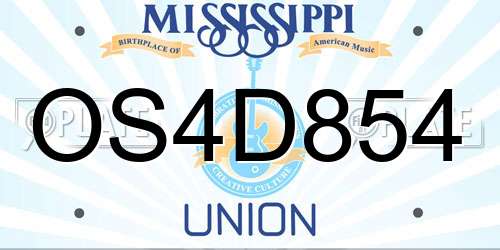 OS4D854 Mississippi License Plate