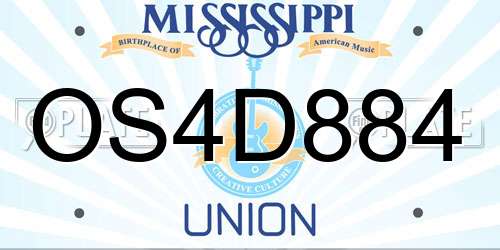 OS4D884 Mississippi License Plate