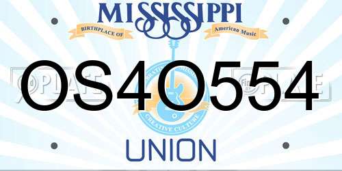 OS4O554 Mississippi License Plate