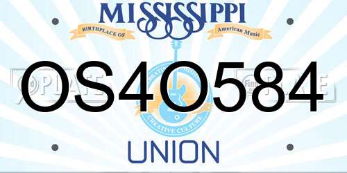 OS4O584 Mississippi License Plate