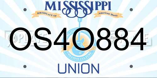 OS4O884 Mississippi License Plate