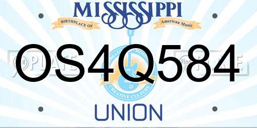 OS4Q584 Mississippi License Plate