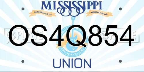OS4Q854 Mississippi License Plate