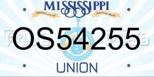 OS54255 Mississippi License Plate