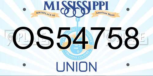 OS54758 Mississippi License Plate