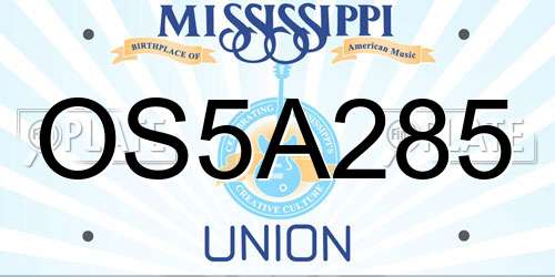 OS5A285 Mississippi License Plate