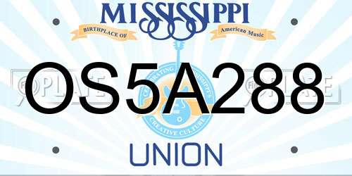 OS5A288 Mississippi License Plate