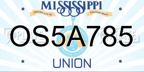 OS5A785 Mississippi License Plate