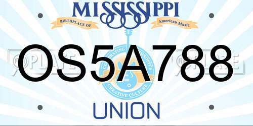 OS5A788 Mississippi License Plate