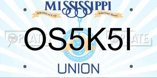 OS5K5I Mississippi License Plate