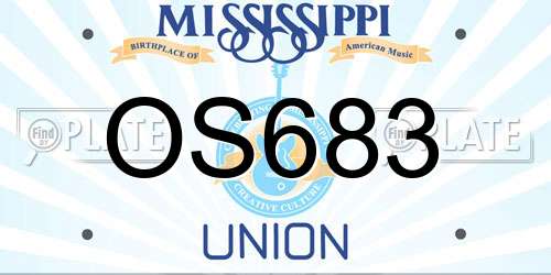 OS683 Mississippi License Plate