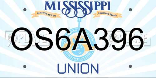 OS6A396 Mississippi License Plate