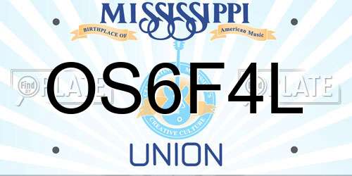 OS6F4L Mississippi License Plate