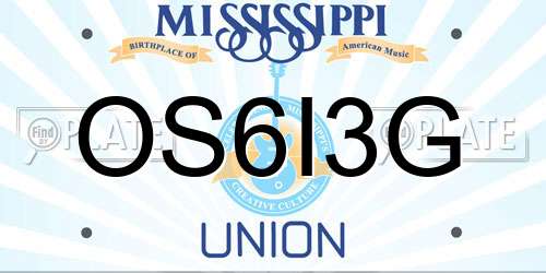 OS6I3G Mississippi License Plate