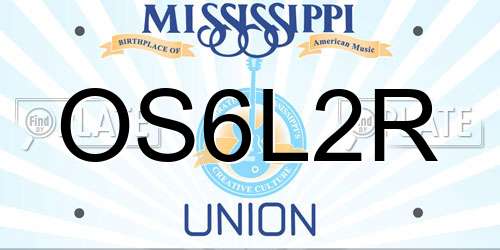 OS6L2R Mississippi License Plate