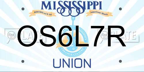 OS6L7R Mississippi License Plate