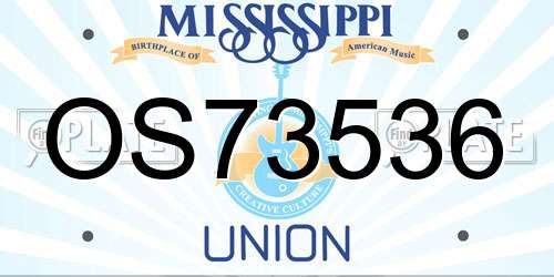 OS73536 Mississippi License Plate