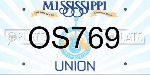 OS769 Mississippi License Plate