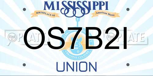 OS7B2I Mississippi License Plate