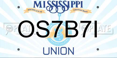 OS7B7I Mississippi License Plate